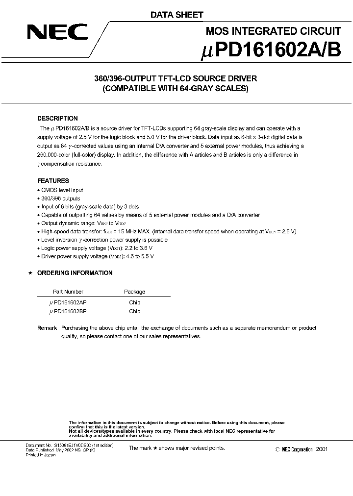 UPD161602A_487273.PDF Datasheet