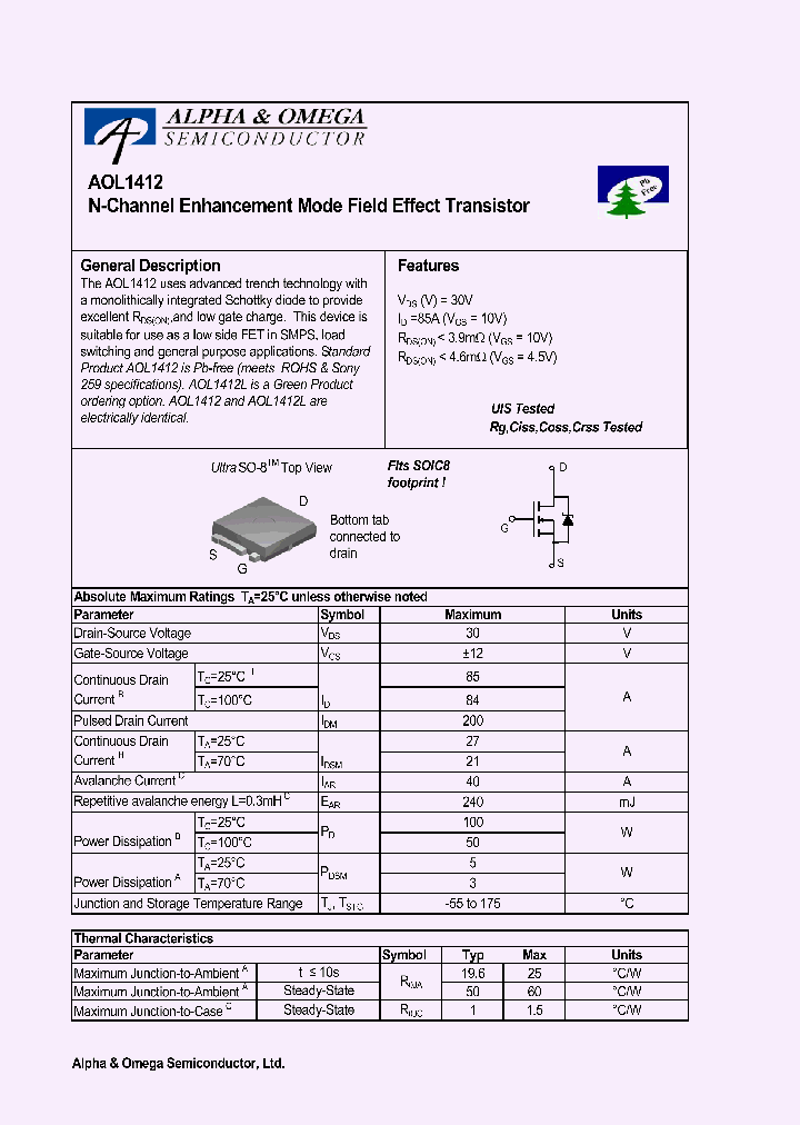 AOL1412_650533.PDF Datasheet Download --- IC-ON-LINE