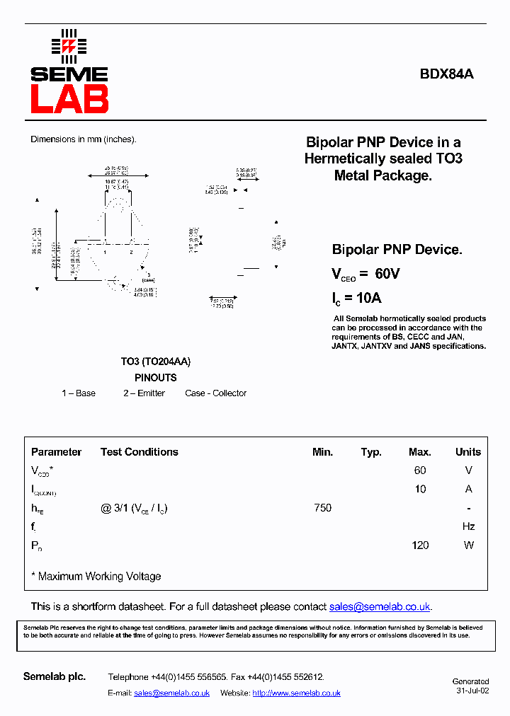 BDX84A_627695.PDF Datasheet