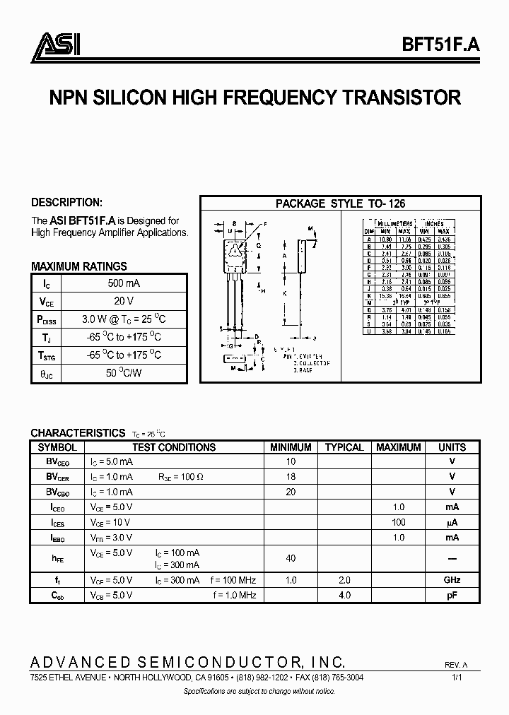 BFT51FA_649143.PDF Datasheet