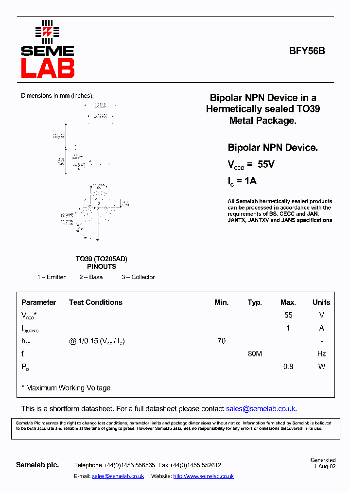 BFY56B_700040.PDF Datasheet