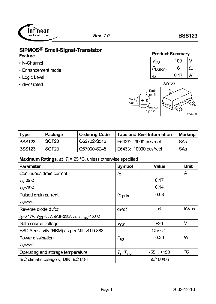 BSS123_600792.PDF Datasheet