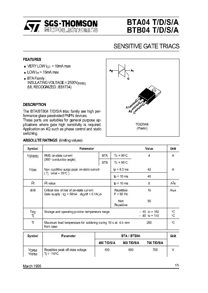 BTB04_72034.PDF Datasheet Download --- IC-ON-LINE