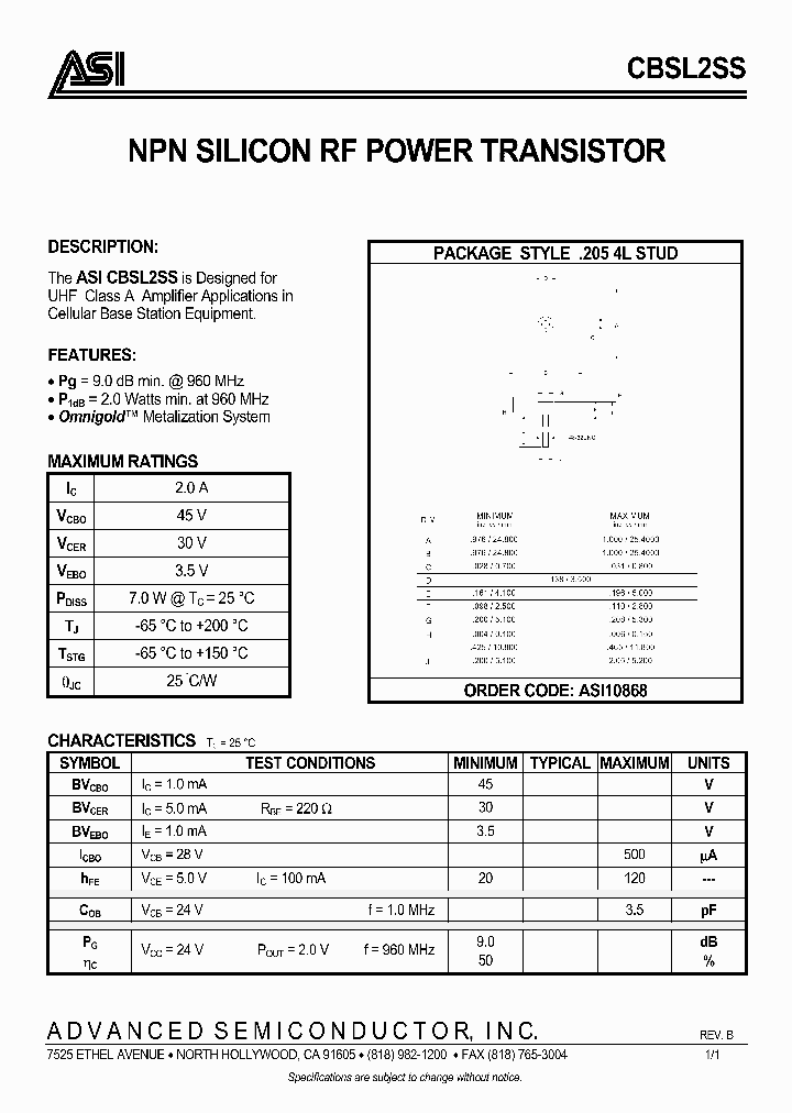 CBSL2SS_650465.PDF Datasheet