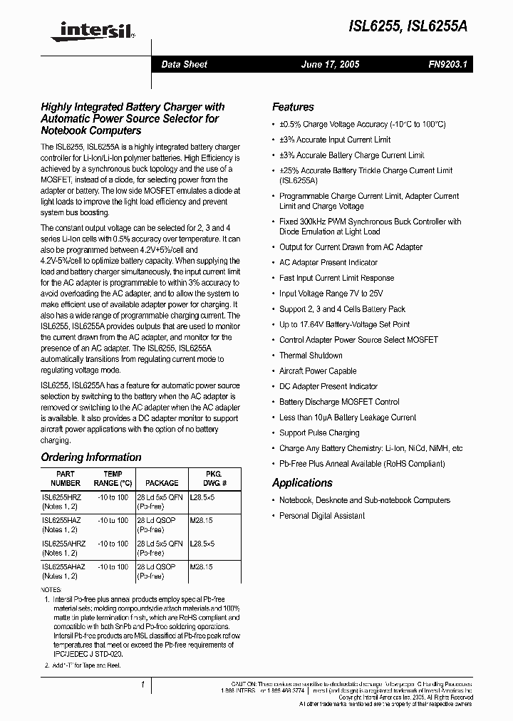 ISL6255_466007.PDF Datasheet Download --- IC-ON-LINE