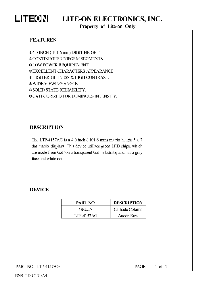 LTP4157AG_597581.PDF Datasheet