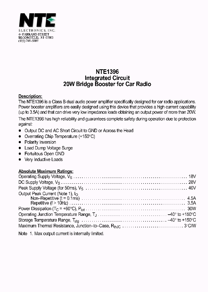 NTE1396_559499.PDF Datasheet