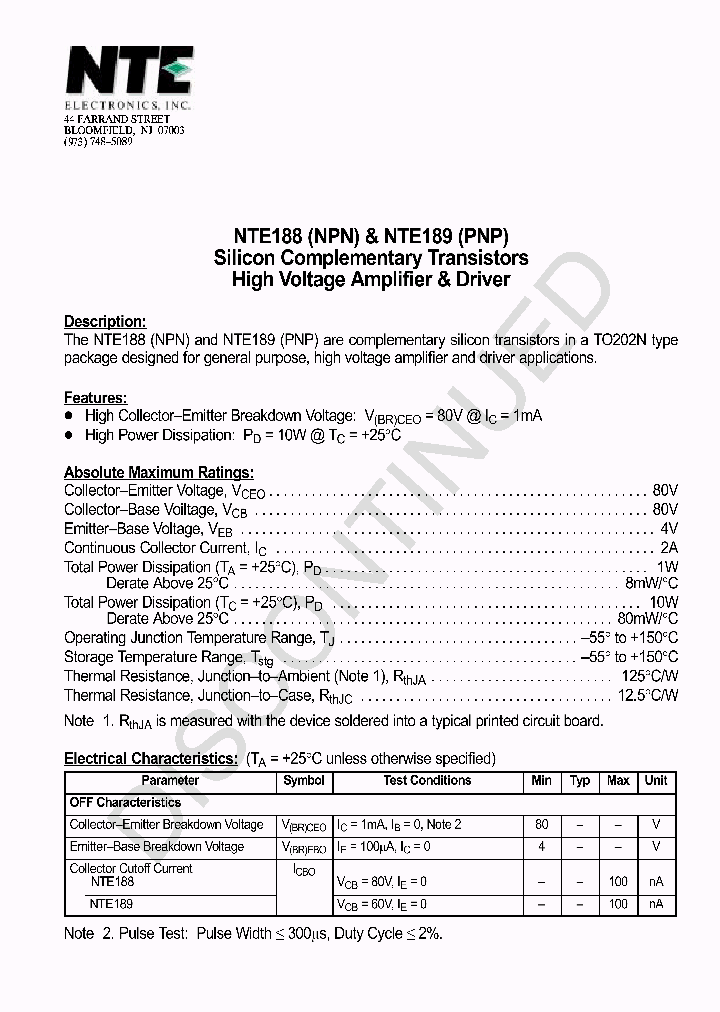 NTE188_597513.PDF Datasheet