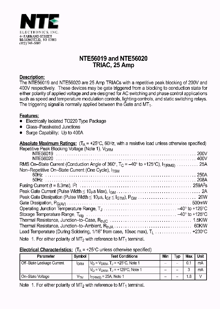 NTE56019_38760.PDF Datasheet