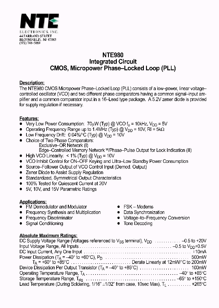 NTE980_646898.PDF Datasheet