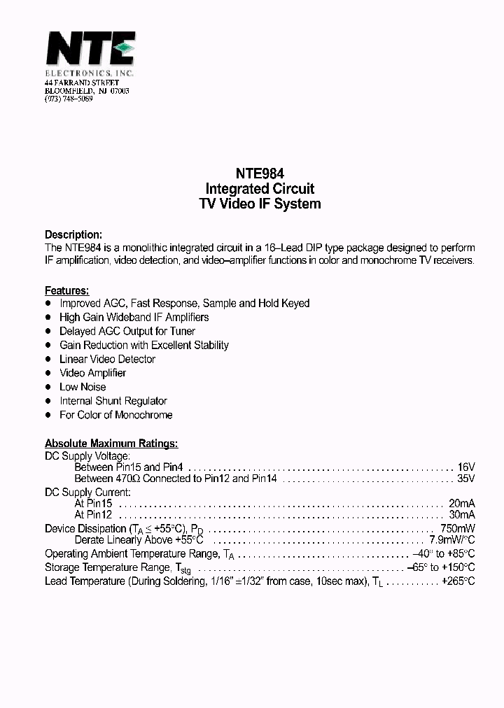 NTE984_646895.PDF Datasheet