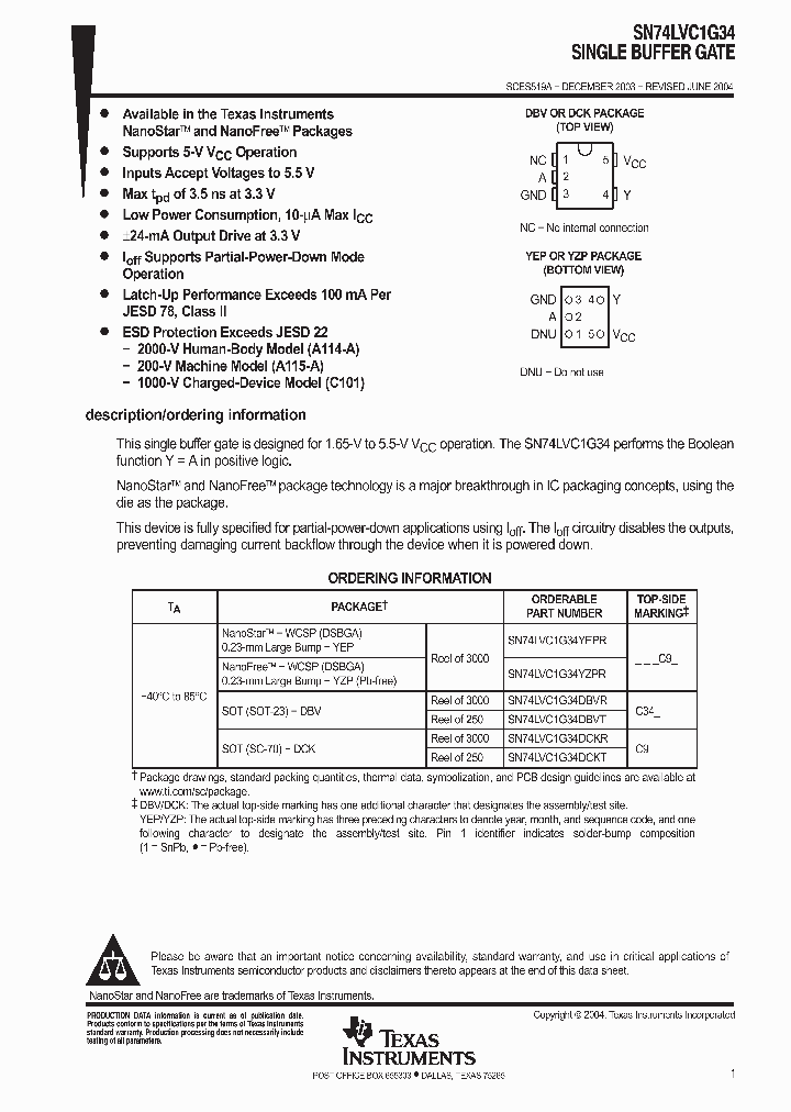 SN74LVC1G34YZPR_588769.PDF Datasheet