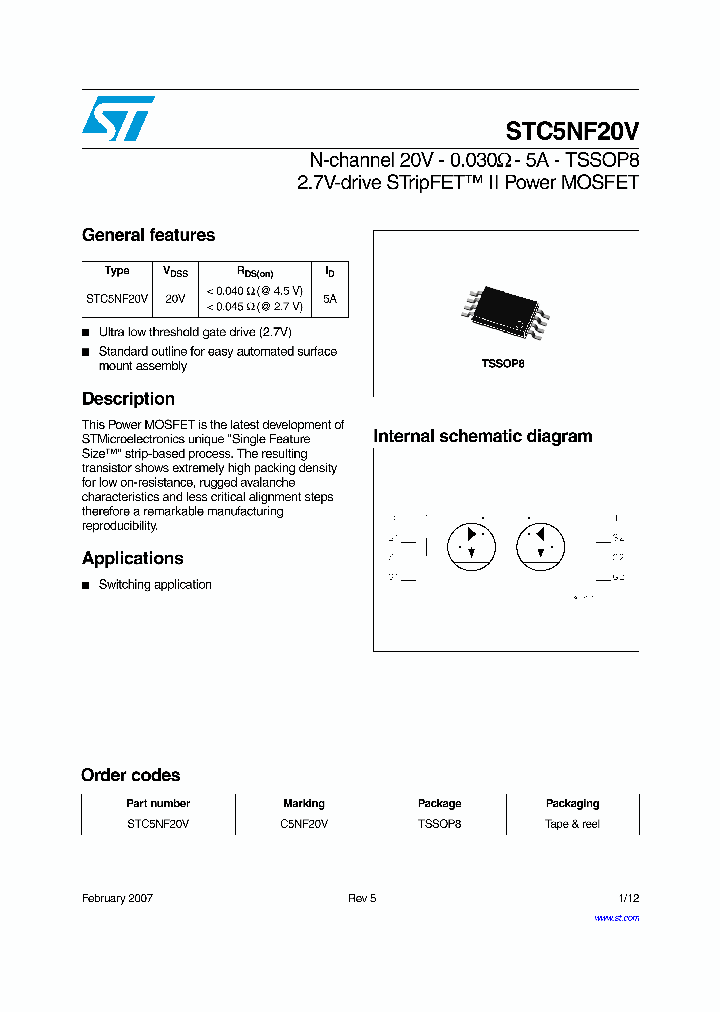 STC5NF20V07_575748.PDF Datasheet