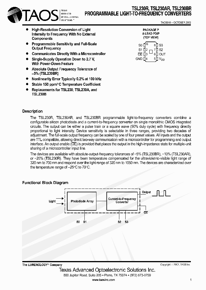 TSL230AR_453675.PDF Datasheet