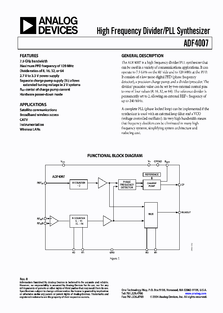 ADF4007_940683.PDF Datasheet Download --- IC-ON-LINE