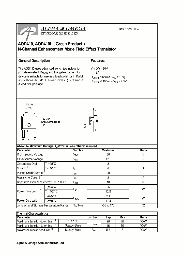 AOD410_906292.PDF Datasheet