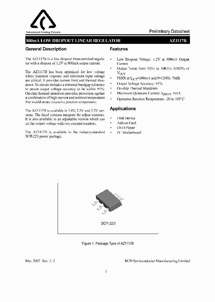 AZ1117BH-ADJTRE1_1114980.PDF Datasheet Download --- IC-ON-LINE