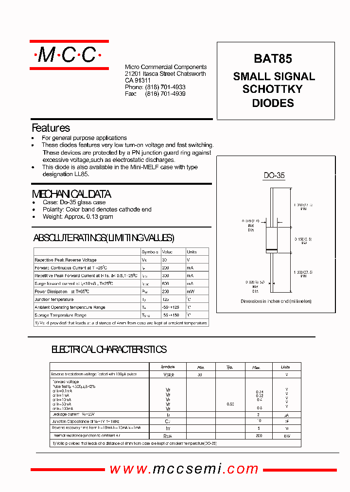 BAT85_939130.PDF Datasheet