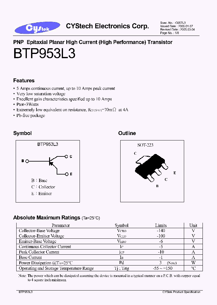 BTP953L3_1017722.PDF Datasheet