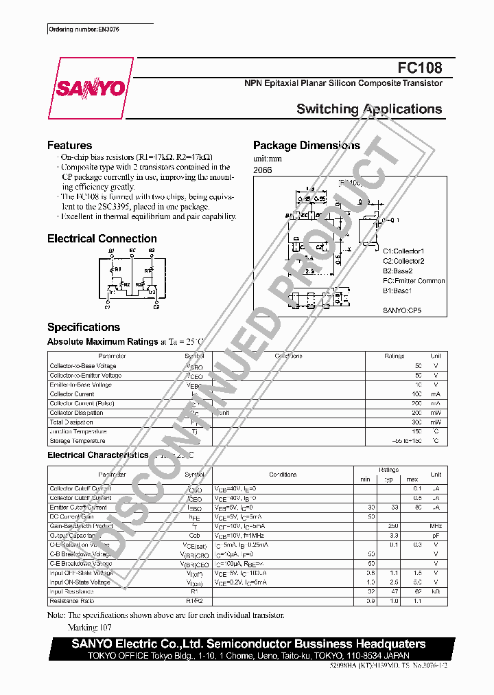 FC108_927400.PDF Datasheet Download --- IC-ON-LINE