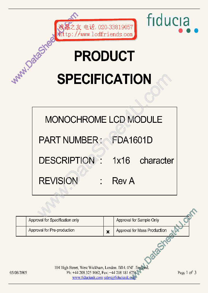 FDA1601D_894460.PDF Datasheet