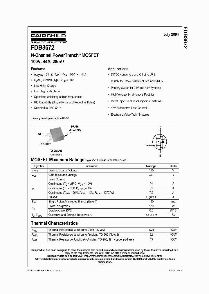 FDB3672_933239.PDF Datasheet