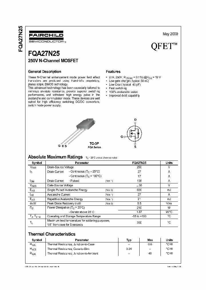 FQA27N25_657105.PDF Datasheet