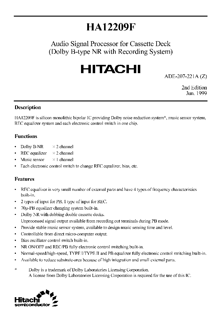 2 X Circuits Intégrés Hitachi HA12044 Originaux - Pour Réparation électronique