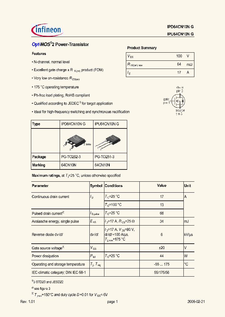 IPD64CN10NG_657848.PDF Datasheet