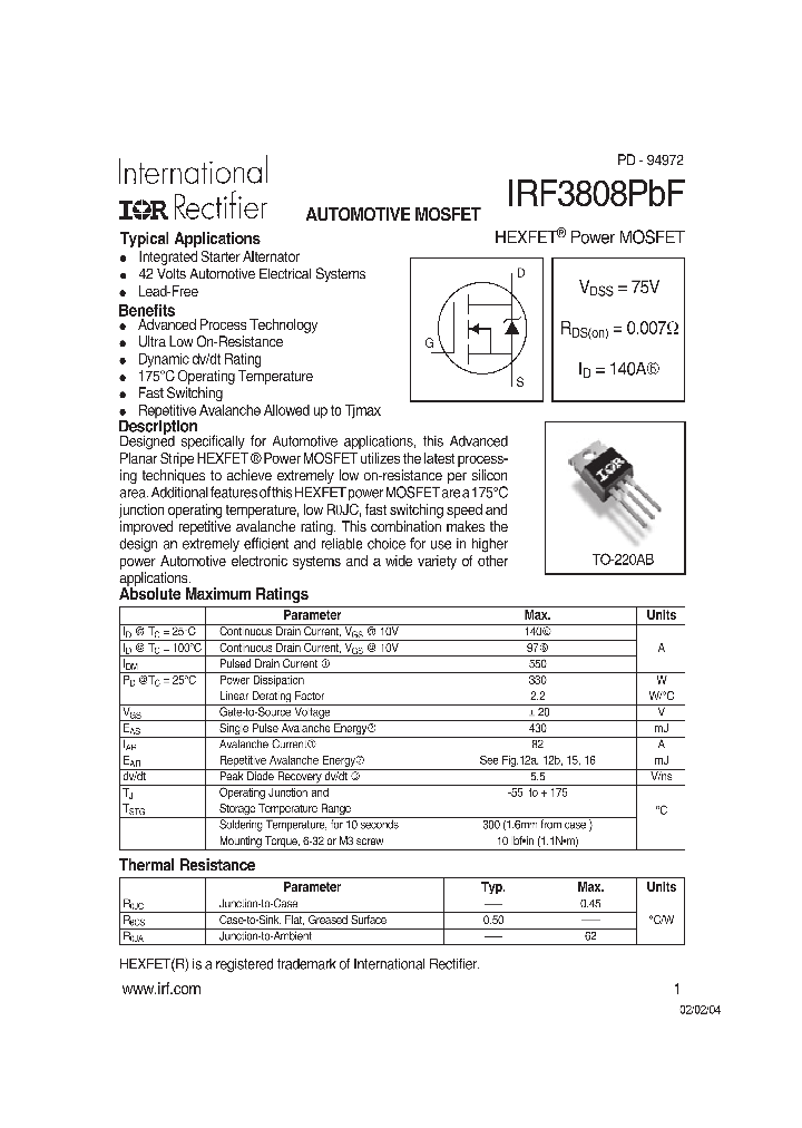 IRF3808PBF_709775.PDF Datasheet
