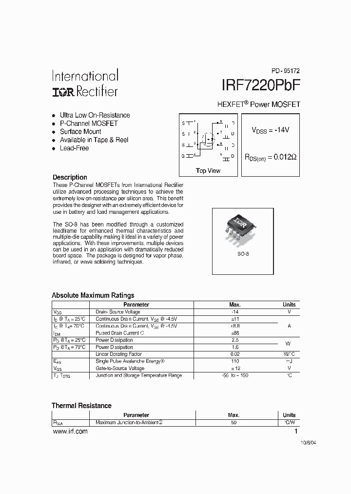 IRF7220PBF_875872.PDF Datasheet