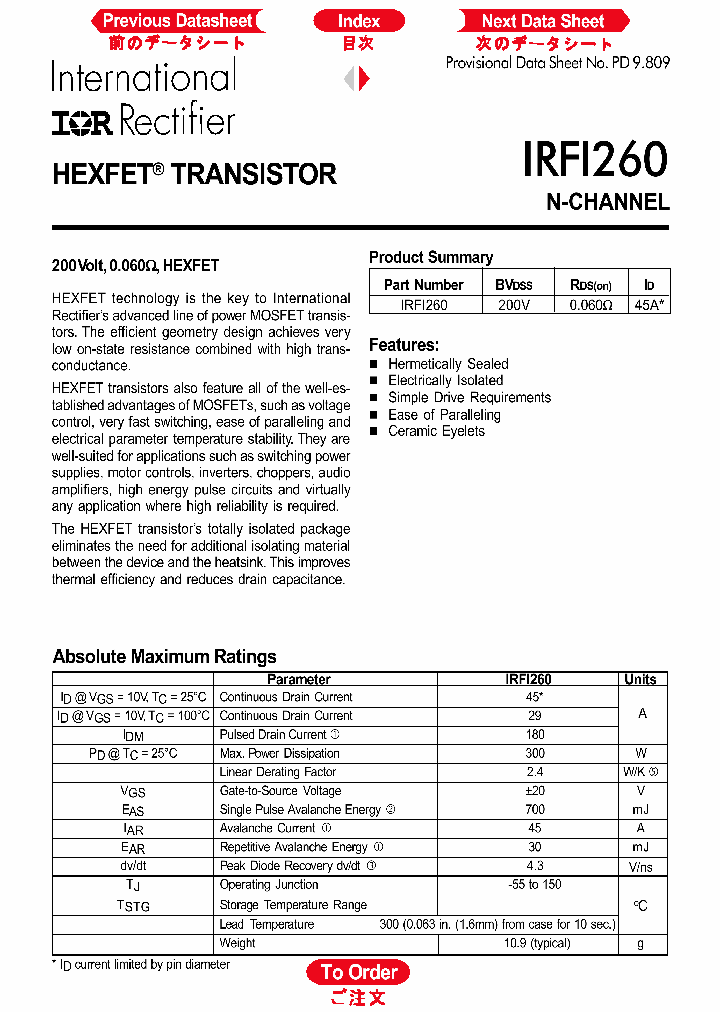 IRFI260_764722.PDF Datasheet