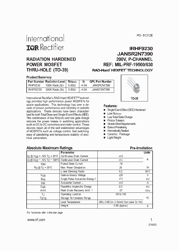 IRHF9230_681728.PDF Datasheet