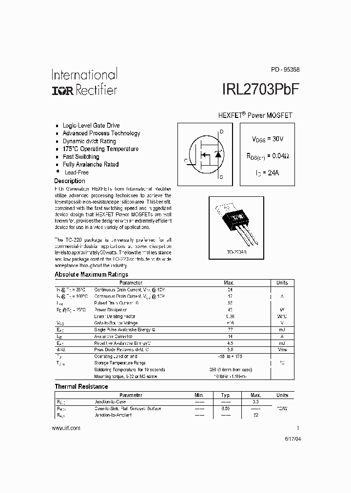 IRL2703PBF_793243.PDF Datasheet