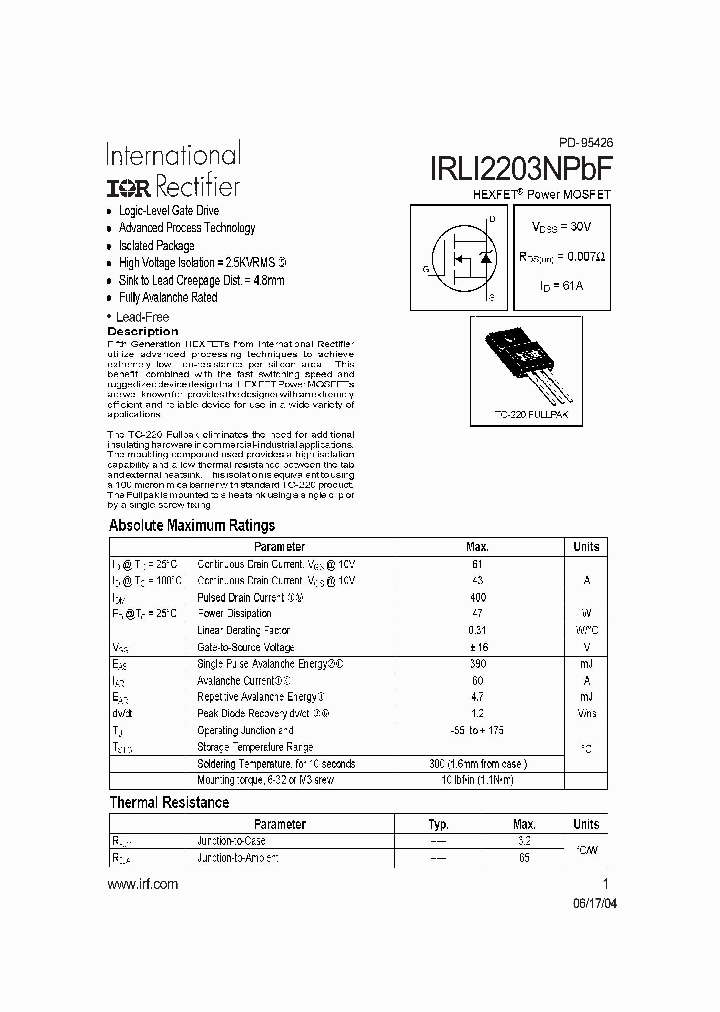 IRLI2203NPBF_709355.PDF Datasheet