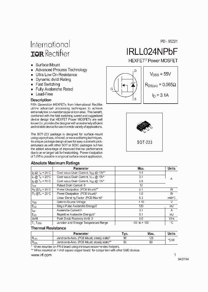 IRLL024NPBF_709347.PDF Datasheet