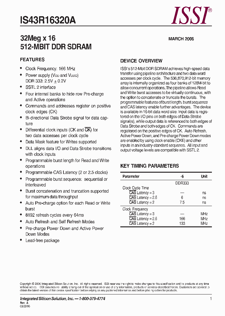 IS43R16320A-6TL_661279.PDF Datasheet Download --- IC-ON-LINE