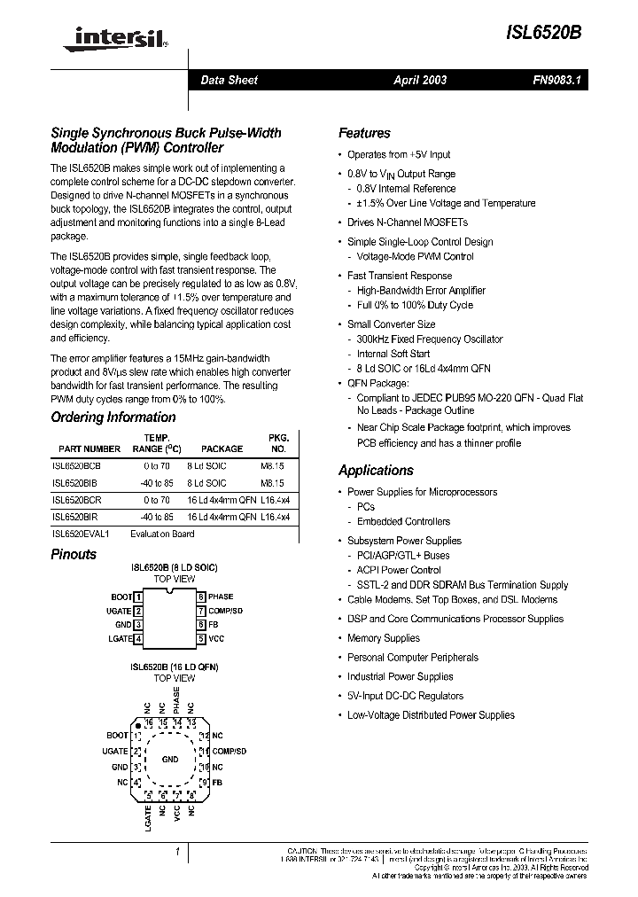 ISL6520BCB_841036.PDF Datasheet