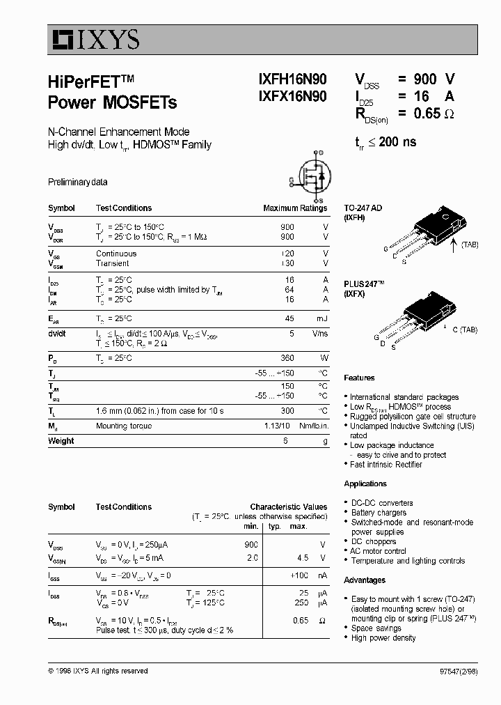 IXFH16N90_807324.PDF Datasheet