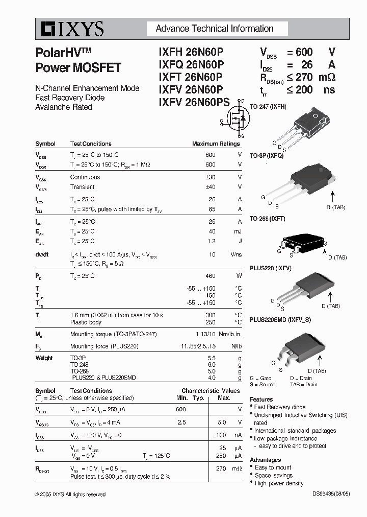 IXFH26N60P_744340.PDF Datasheet