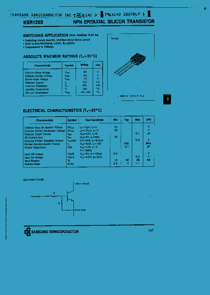 KSR1203_1009088.PDF Datasheet Download --- IC-ON-LINE
