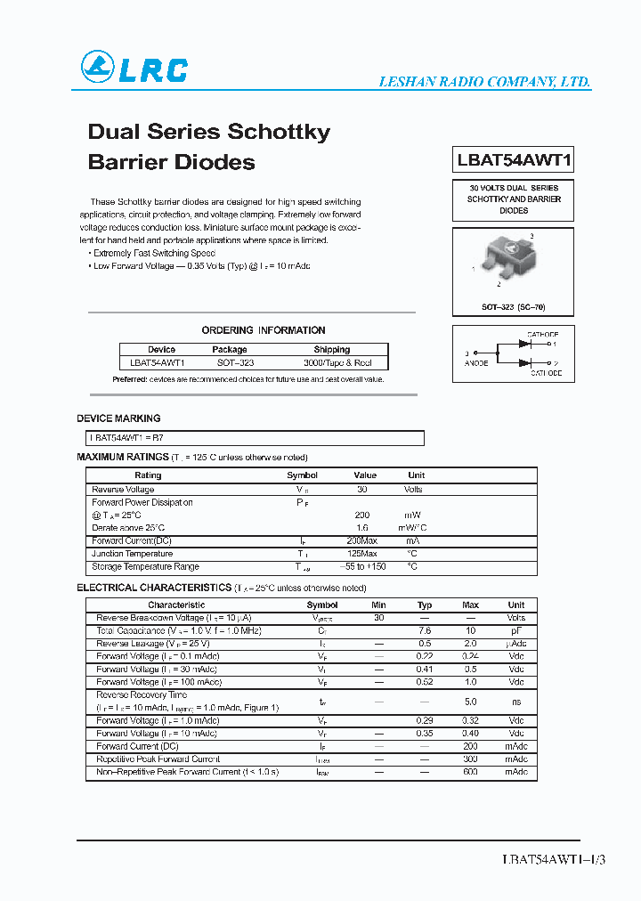 LBAT54AWT1_956713.PDF Datasheet