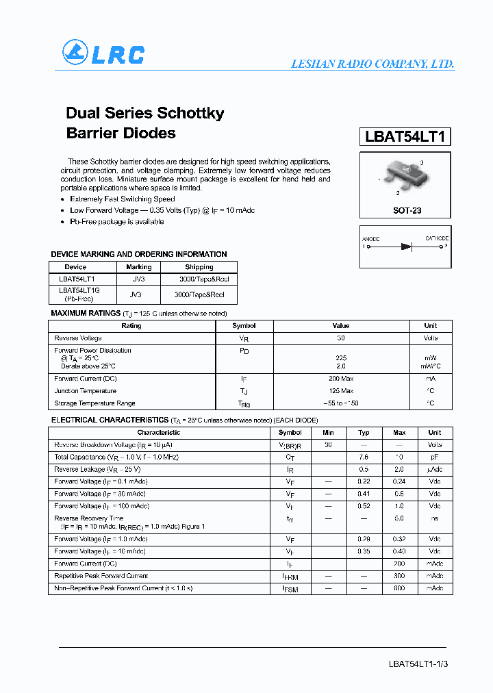 LBAT54LT1_756198.PDF Datasheet