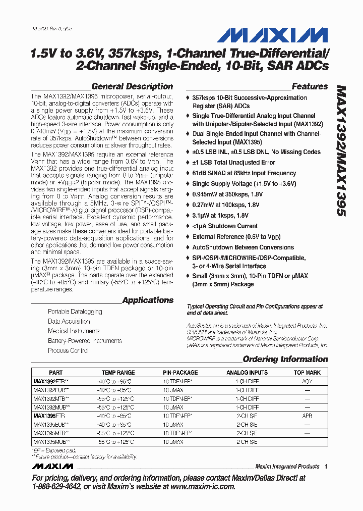 MAX1392_676333.PDF Datasheet