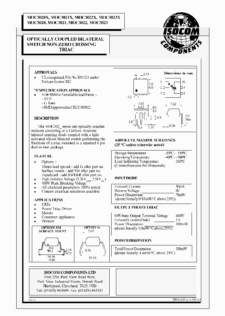 MOC3022_707952.PDF Datasheet Download --- IC-ON-LINE