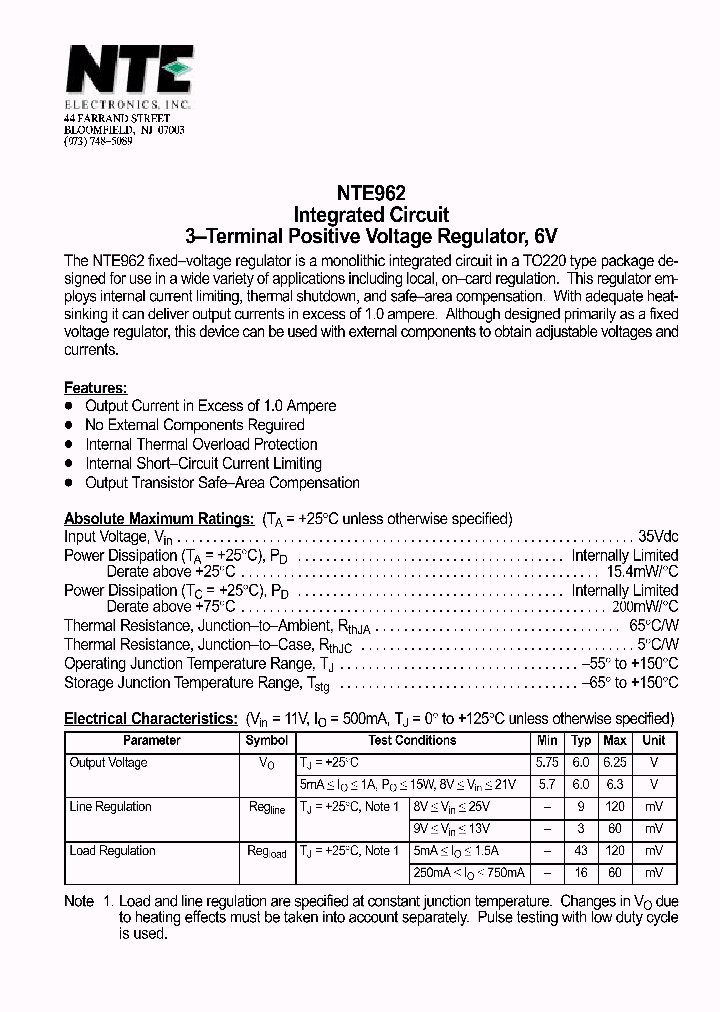 NTE962_1021184.PDF Datasheet