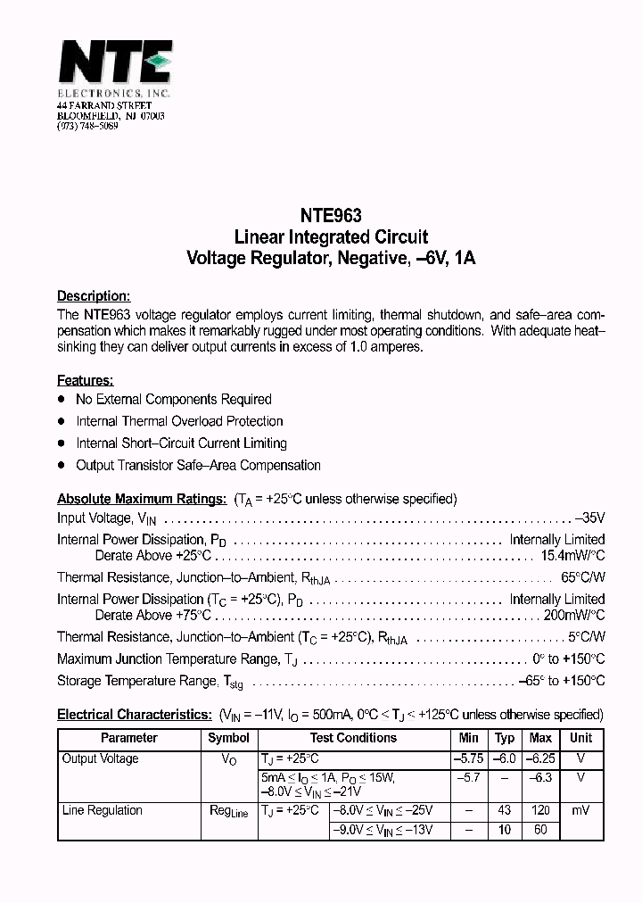 NTE963_1021185.PDF Datasheet