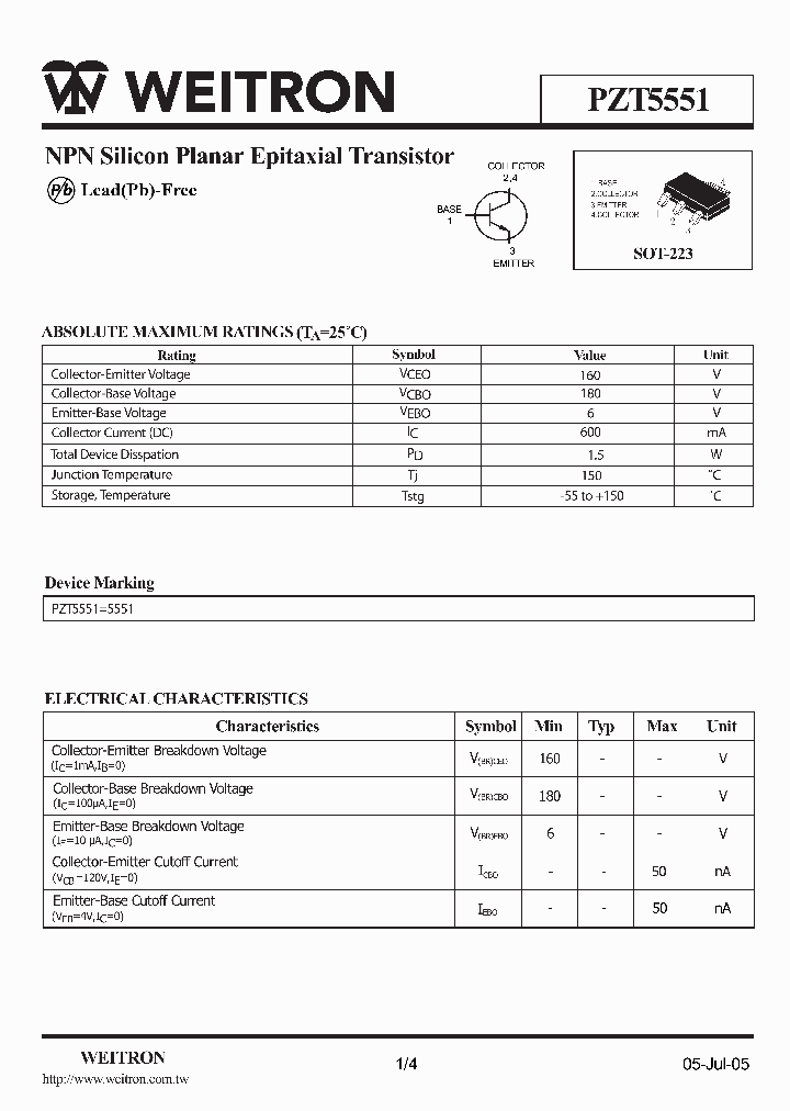 PZT5551_829447.PDF Datasheet