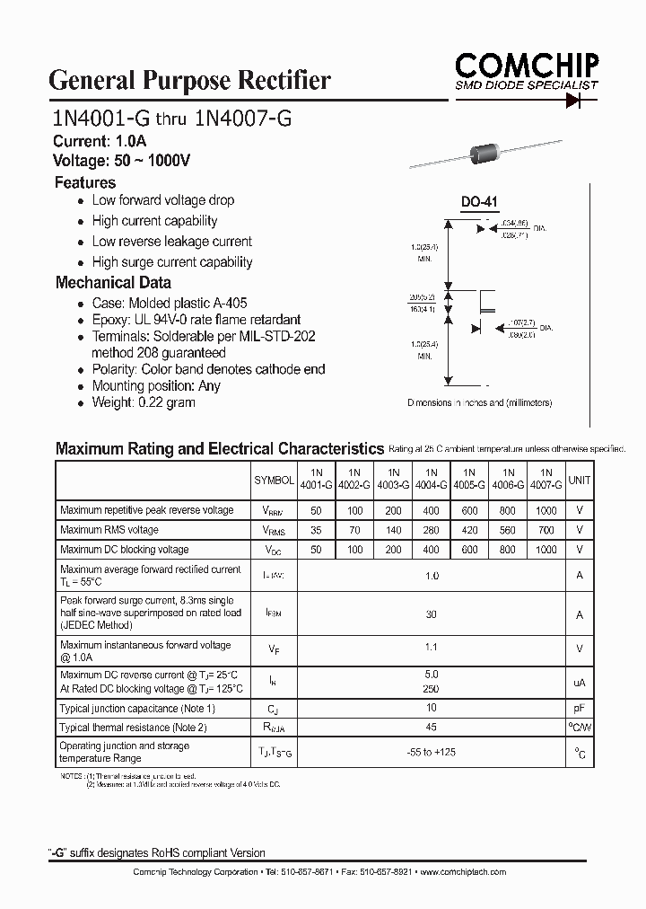 1N4007G_1191674.PDF Datasheet Download