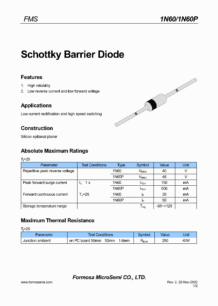 1n5818 Schottky Diode Datasheet Pinout Features Appli vrogue.co
